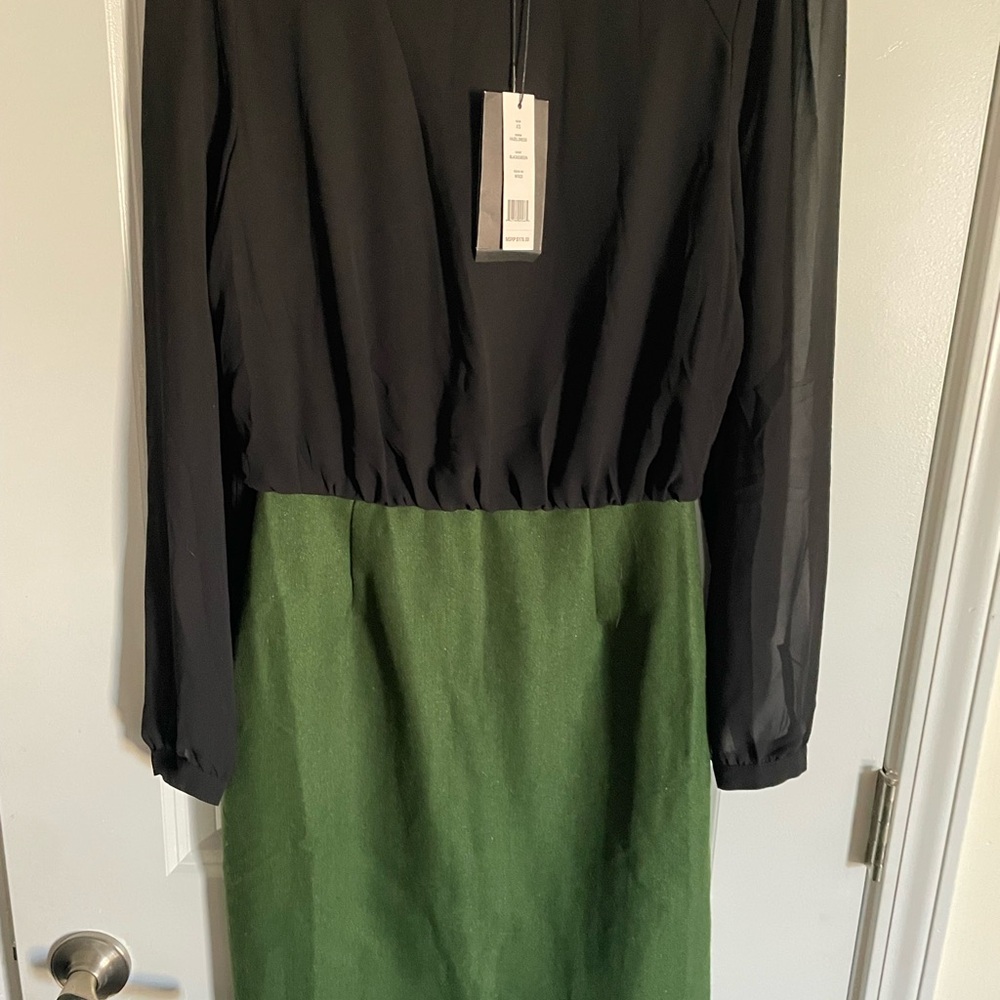 W118 by Walter Baker Black and Green Long Sleeve Dress